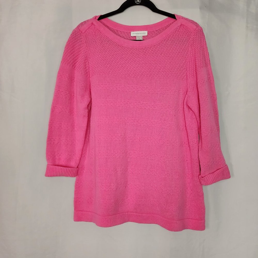 Christopher & Banks Women's Pink Sweater Size Large Long Sleeve Pullover